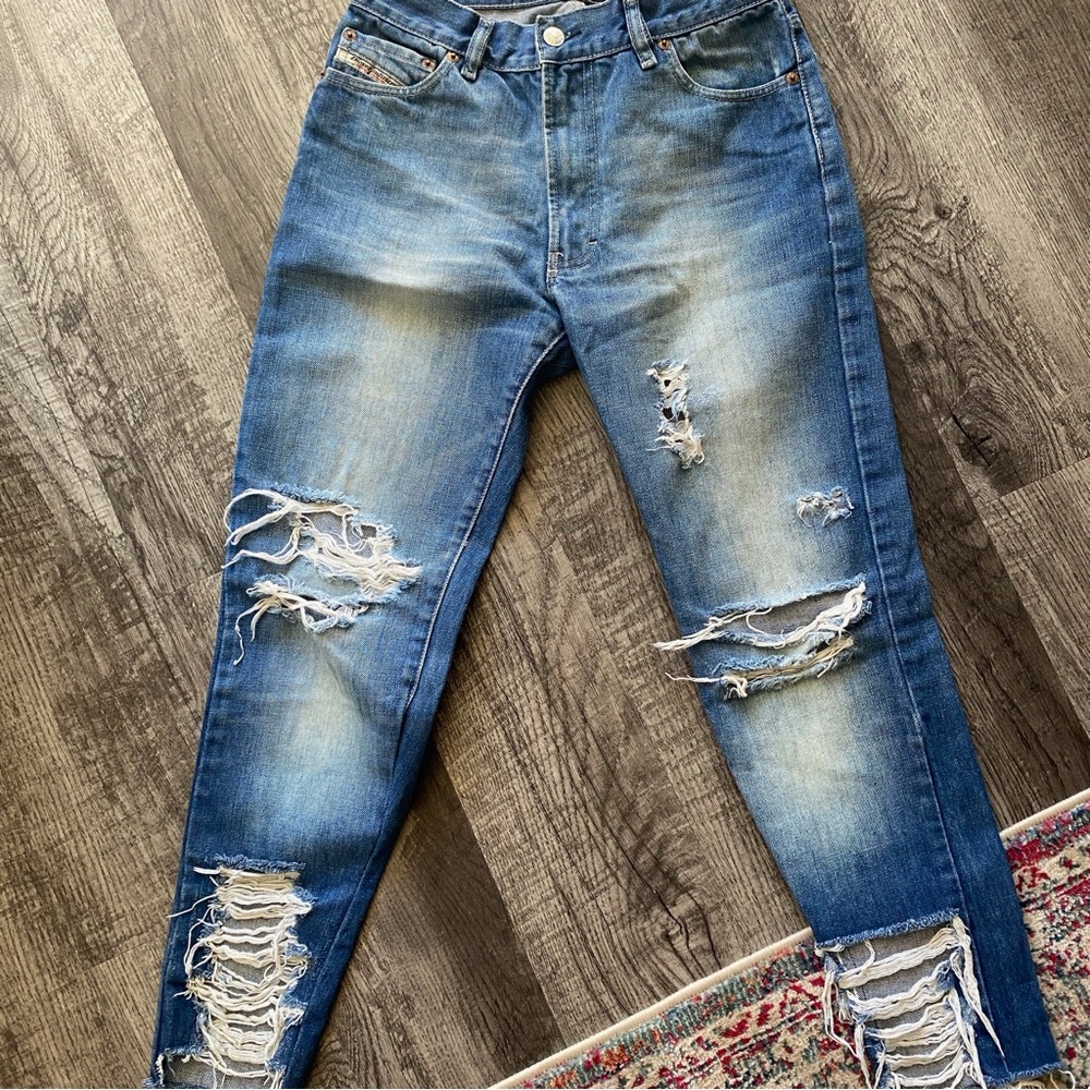 Vintage Y2K Diesel Light Blue Ripped Skinny Jeans